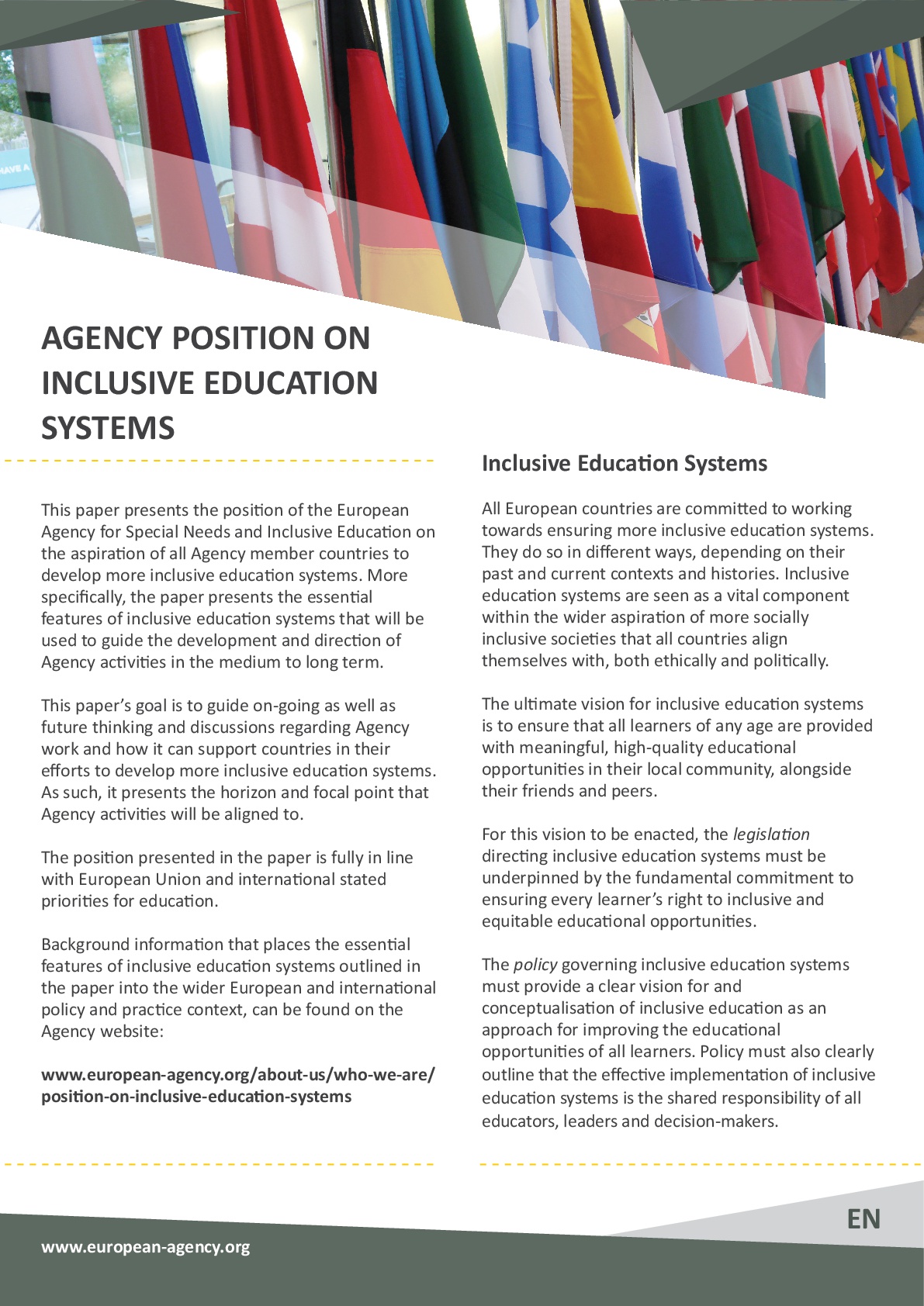 Agency position on inclusive education systems
