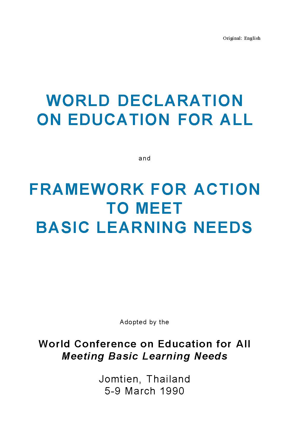 World Declaration Education For All