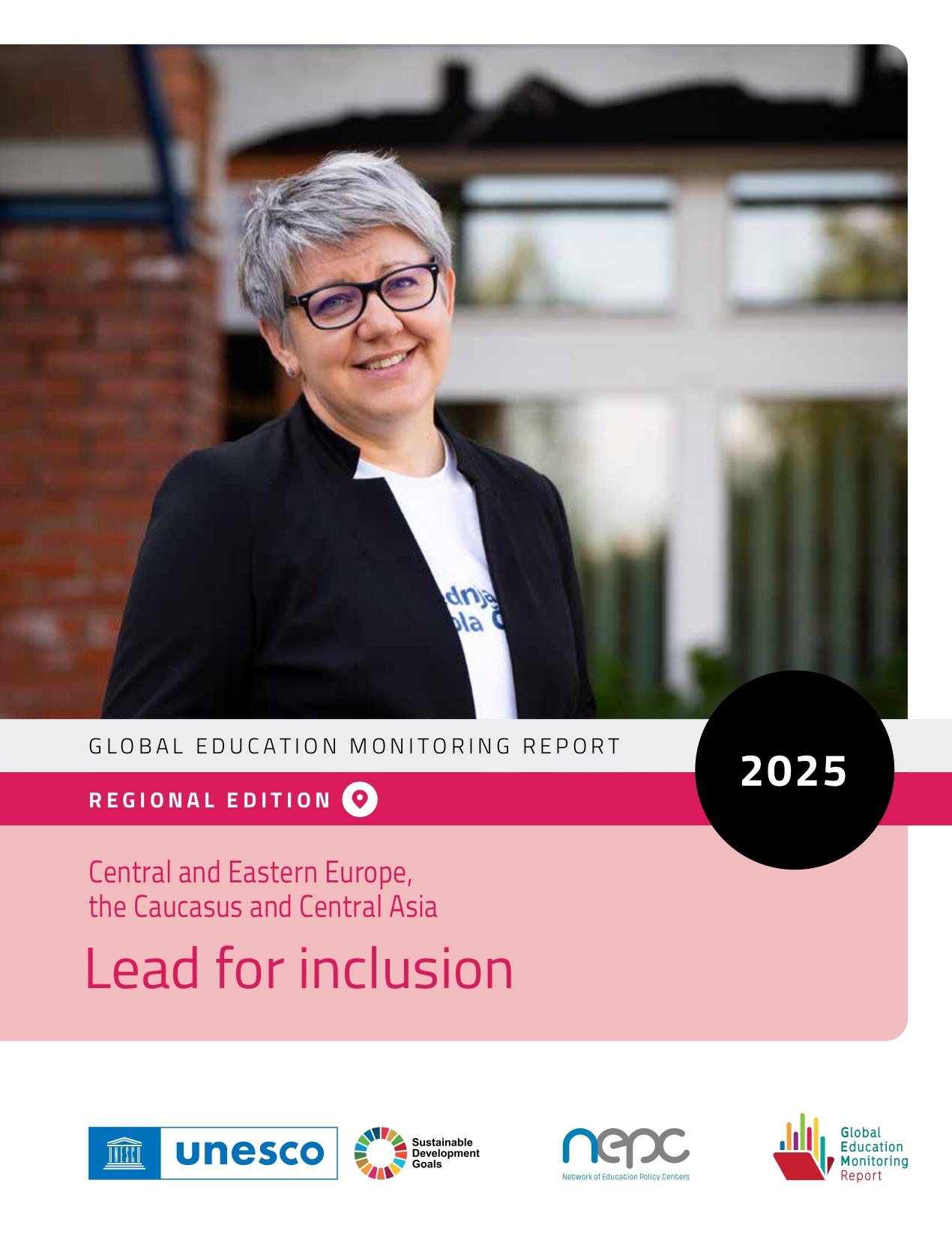 cover page of the report showing a woman possibly school leader